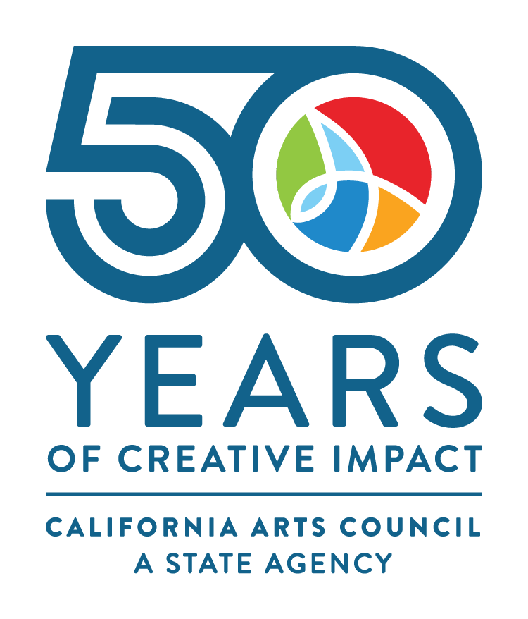 CAC 50th Logo Stacked (Blue) California Arts Council 50 Years Logo